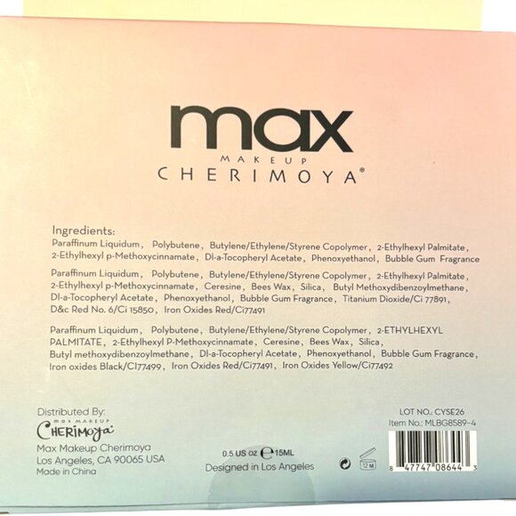 Max Makeup Cherimoya high shine jelly gloss bubble gum flavored NIB - Picture 3 of 3